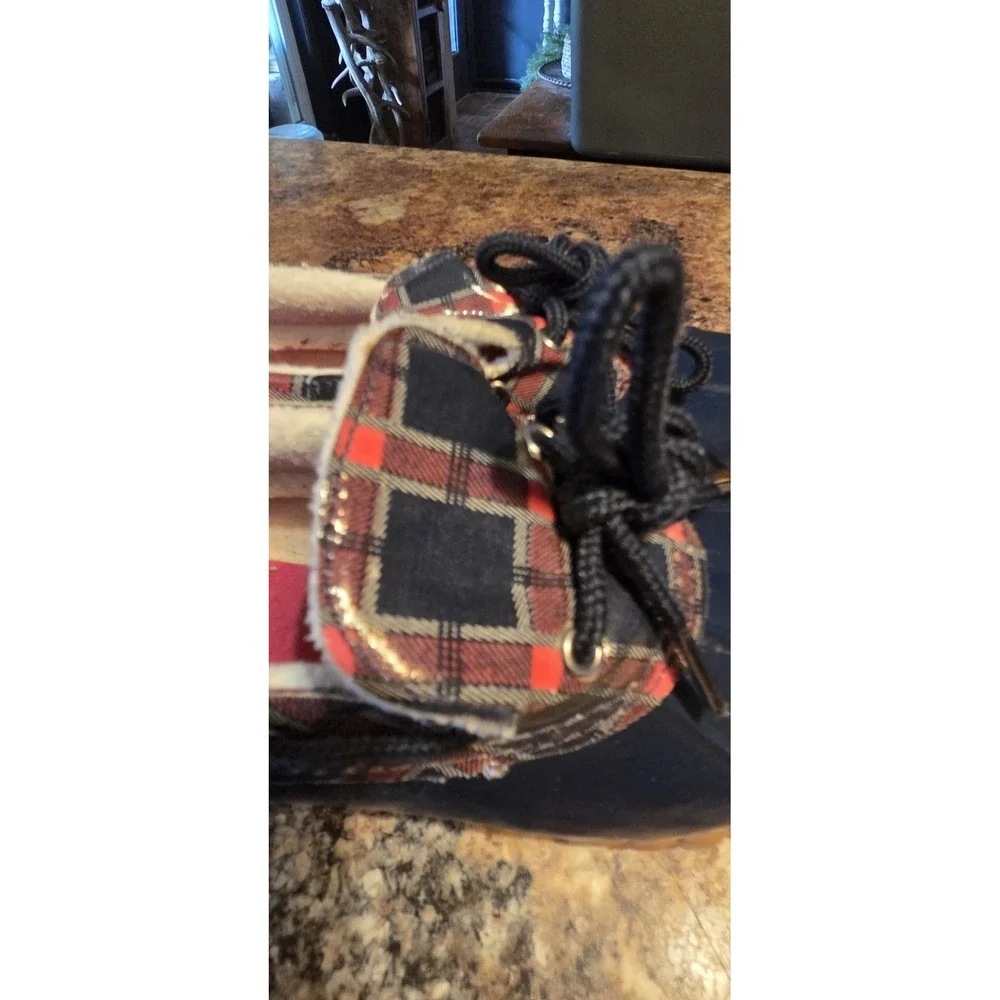 Sperry Kids 3m Duckie Girls Plaid Duck Slip-on, Lined, Fall, Rain Gear,